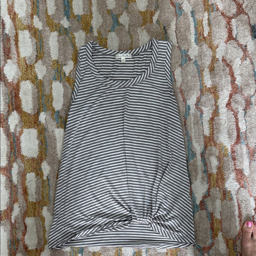 Nine Britton Black and White Striped Tank Top